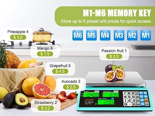 88lb/40kg Commercial Food Scale, Digital Price Computing Scale with Counting Feature, Outdoor Market Food Scale Dual LCD for Farmers Markets, Butchers, Retail Stores