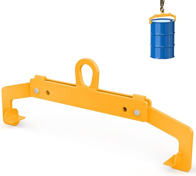 Vertical Drum Clamp - Lifter for 55 Gallon Steel & Plastic Drums - One Clamp Fits All - 1100 Lbs Capacity