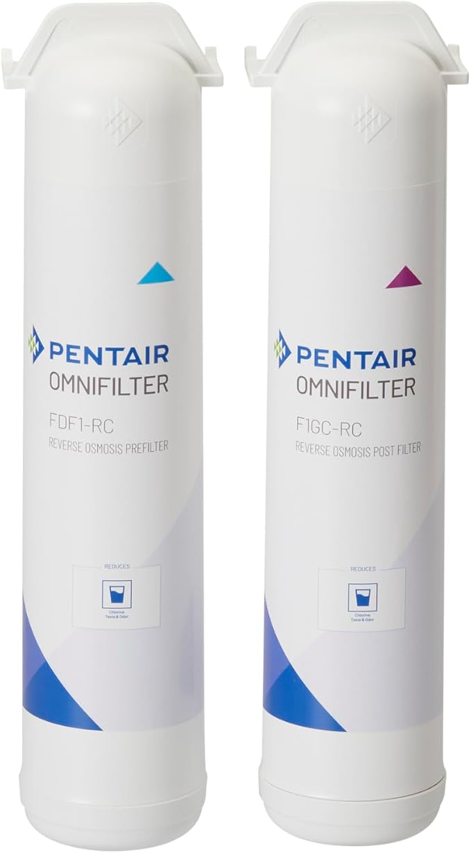 Pentair OMNIFilter QuickConnect Tankless Reverse Osmosis Replacement Filter Kit, Composite Pre-Filter and Carbon Post-Filter 2-Pack for 3-Stage Under Sink RO Water Filtration System