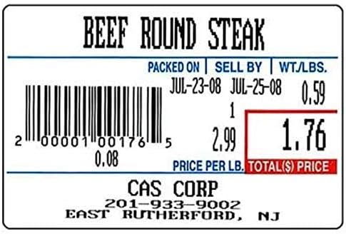 Aquos CAS CL-8010 Printing Scale Label Rolls | Direct Thermal Labels on Thermal Paper | Label Roll with Strong Adhesive | Pre-Cut | Smudge-Free | Made in USA