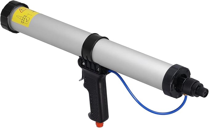 Pneumatic Caulking Gun, 600ml Air Powered Caulk Gun Aluminum Alloy Sausage Caulking Gun, Caulking Gun with 6 x Nozzle, for Building Decoration, Ships Containers