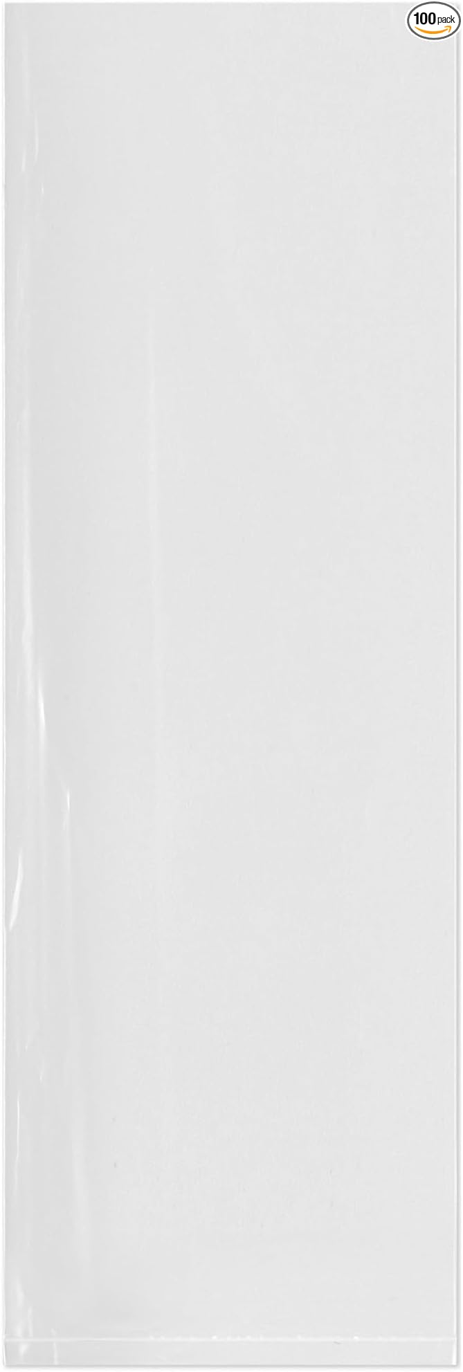 Plymor 8" x 24" (Pack of 100), 2 Mil Flat Open Clear Plastic Poly Bags