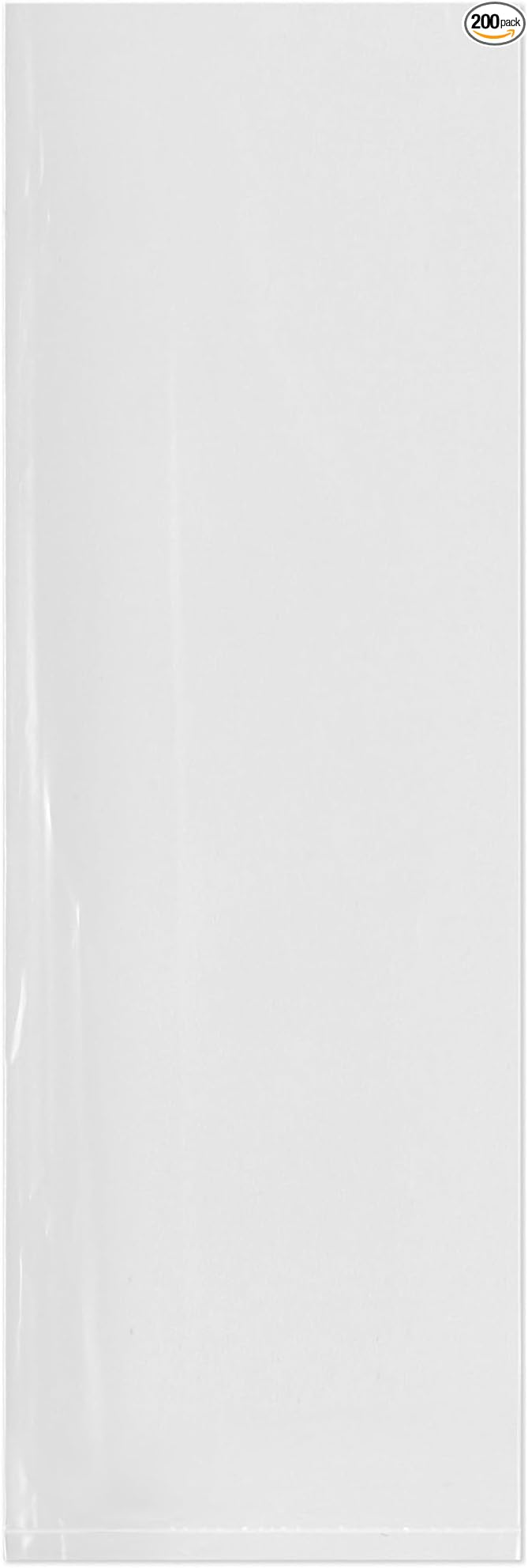 Plymor 8" x 24" (Pack of 200), 2 Mil Flat Open Clear Plastic Poly Bags