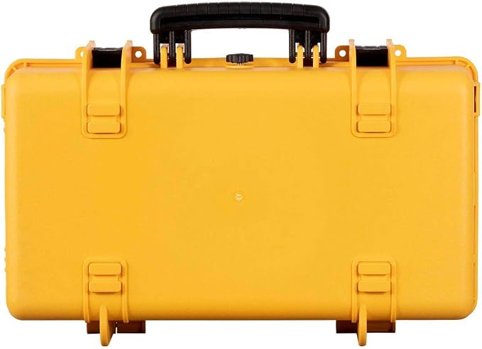 Monoprice Weatherproof Hard Case - 22in x 14in x 8in, Yellow with Customizable Foam, Shockproof, IP67, 20.3 Liter