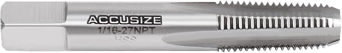 Accusize 1/16"-27 HSS Taper Pipe Tap - NPT, NPT-116 | 1/16"-27, 4 Flutes, 2-1/8" OAL, HSS Taper Pipe Tap - NPT