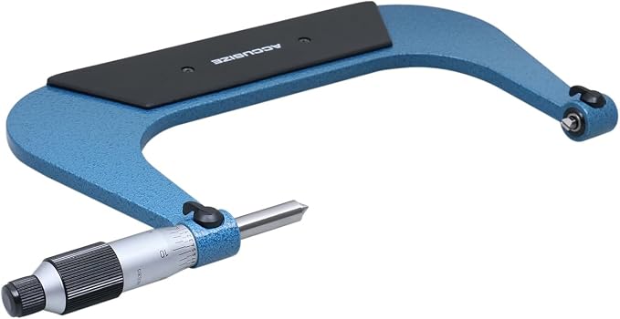 Accusize Industrial Tools 5-6'' by 0.001'' Screw Thread Micrometer with 3 Anvil in Fitted Box, S916-C755 | 3 Anvil Sets: 13-9, 8-5, 4.5-3.5 TPI, 0.001" Resolution, ±0.00016" Accuracy