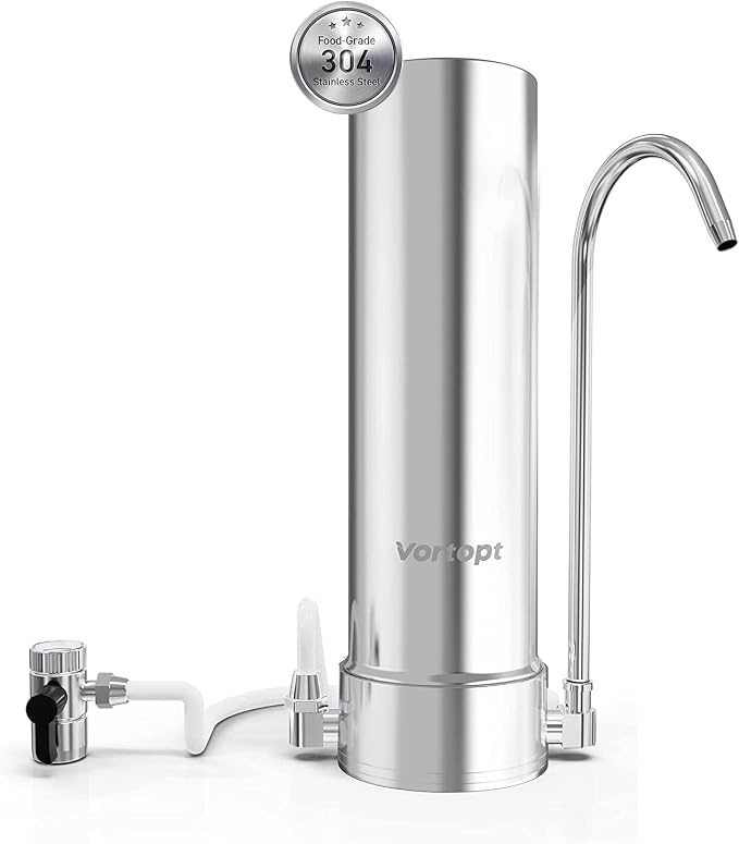 Vortopt F7 Countertop Water Filter System, Rapid Flow, 5 - Stage Filtration | 6 - 8Months or 8000 Gallons Long-Life, Reduces Chlorine, Heavy Metals, Bad Odors, add Mineral Material - Includes 1 Filter.