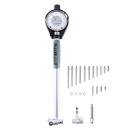 Accusize Dial Bore Gauge Set, 1.4-6 in Range, 0.0001 in Grad. | AGD Group 2 Indicator, 0-0.05 in Dial, Carbide-Tipped Contacts, 15 Anvils, 4 Spacers, EE20-2416