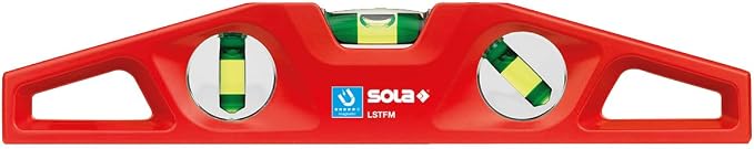 SOLA LSTFM Aluminum Die-Cast Magnetic Torpedo Level with 3 60% Magnified Vials, 10-Inch, Red