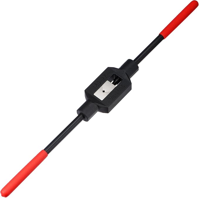 uxcell Adjustable Tap Wrench Handle for 3/8"-1-1/16" (UNC/UNF) / Metric M9-M27 Taps, Thread Tap Holder Reamer Hand Tapping Tool for Machinist Repair with Plastic Dipped Handle