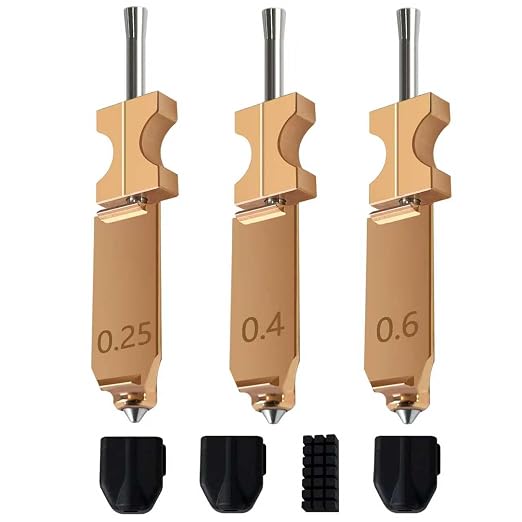 HzdaDeve 3-Pack AD5X Nozzle Kit Hardened Steel Hotend (0.25/0.4/0.6mm) | Leak-Free, Quick-Swap Integraded Part, High-Temp Resistant, Includes 3PCS Silicone Cover & 3PCS Nozzle Brush for 3D Printer