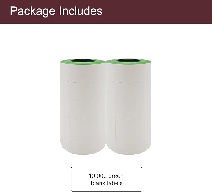 Motex 2 Line Blank Labels - 10,000 Green Blank Price and Date Gun Labels, Fits MX-2316