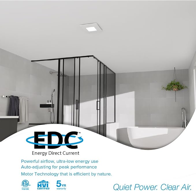 Bathroom Exhaust Fan with 5-CCT Dimmable LED Light, 80 CFM, Whisper Quiet 0.4 Sones, Retrofit No-Screw Roomside Installation, Energy Star, BEL80