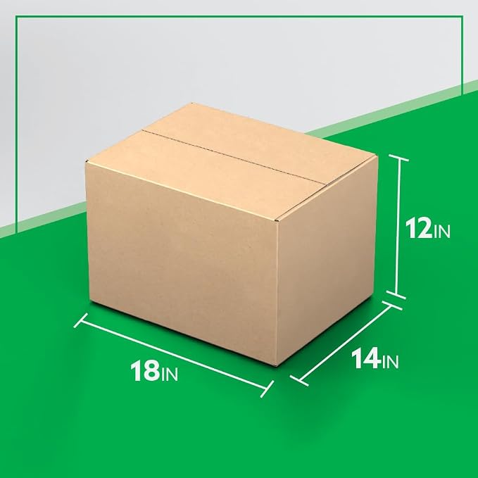18"x14"x12" Heavy Duty Shipping Boxes, Corrugated Cardboard Moving & Packing Boxes for Shipping, Storage and Packaging, Bundle of 15