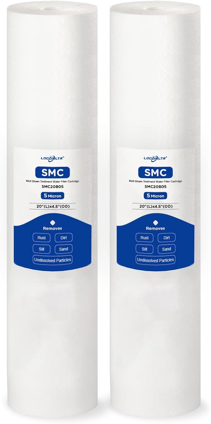 5 Micron 20" x 4.5" PP Whole House Water Filter Cartridge, 2 Pack | Sediment Water Filter Replacement for DGD-5005-20, 155358-43, SDC-45-2005, P5-20BB, FPMB-BB5-20, SP-DD-5005-20BB