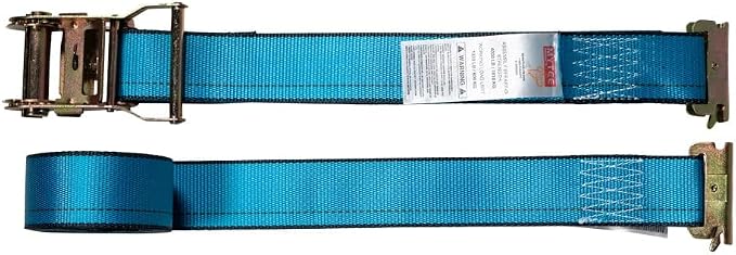 Mytee Products (10 Pack) 2'' x 20' E Track Straps w/Spring E-Fittings - Blue Ratchet Etrack Straps w/Heavy Duty 4000 lbs Breaking Strength for Enclosed Trailers, Trucks & Vans
