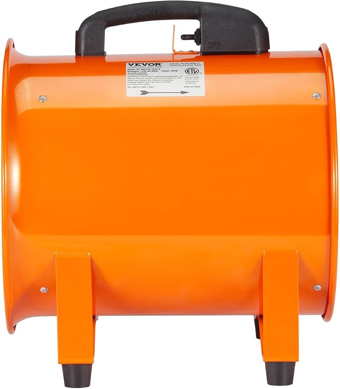 VEVOR Air Mover Blower Fan 8 Inch, 1070CFM 195W with 16.4ft Flexible Duct, Industrial Portable Ventilator Blower/Exhaust