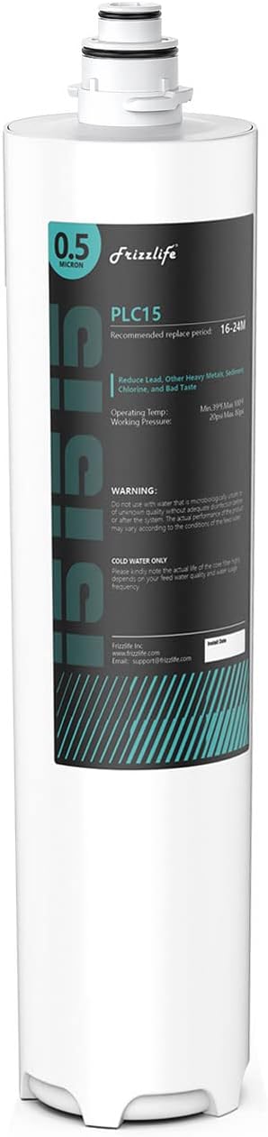 Frizzlife SW15-HF Replacement Housing Kit With PLC15 Filter Cartridge Inside - For SW15 and SW15F Under Sink Water Filter Systems