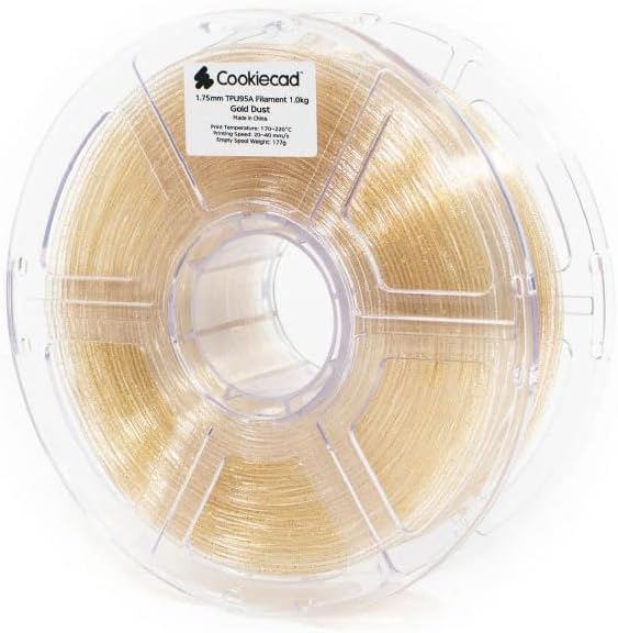 Cookiecad TPU Filament 1.75mm 1kg Translucent Glitter 3D Printer Filament - Gold Dust TPU