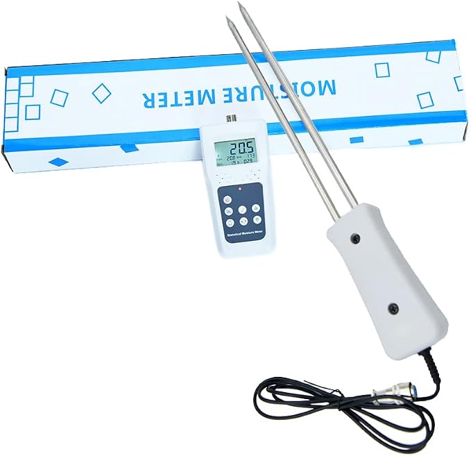 MS680H Double Needle Hay Forage Statistical Moisture Meter Tester 11 inch Probe With Data Storage Function