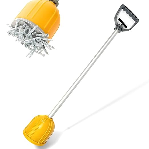 Magnetic Pickup Tool - Heavy Duty Nail Magnet Sweeper with Quick Release, Handheld Magnetic Nail Sweeper for Screws/Nuts/Tacks/Metal Scraps, Bulk Parts Lifter & Workshop Cleanup Tool