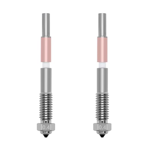 2PCS 0.4mm Bimetal Nozzle for QIDI Q2/Q2C, Quick-Swap Integrated Ceramic Throat Tube Hardened Steel Nozzle All-Metal High Temperature Resistant Hotend Nozzles Replacement for QIDI Q2 3D Printer