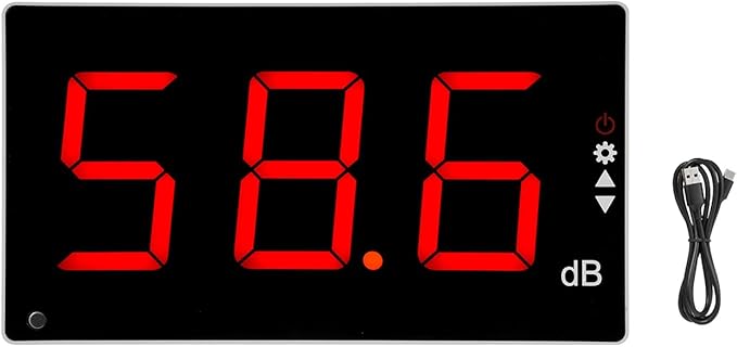 Sound Level Meter with Large LCD Screen Wall Mounted Digital Noise Meter Decibel Monitoring Tester Noise Volume Measuring Instrument 30-130dB Measuring Range with Sound Alarm