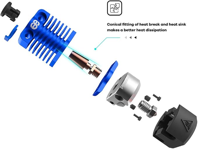 All Metal Dragonfly HOTEND BMS Phaetus Ender 3 Upgraded Hot End Printhead | Bimetal Heatbreak Plated Copper Nozzle, Heater Block for Upgrade CR10 Ender 3s Ender 3 Pro V2 CR-10 Ender 5 Pro 3D Printer