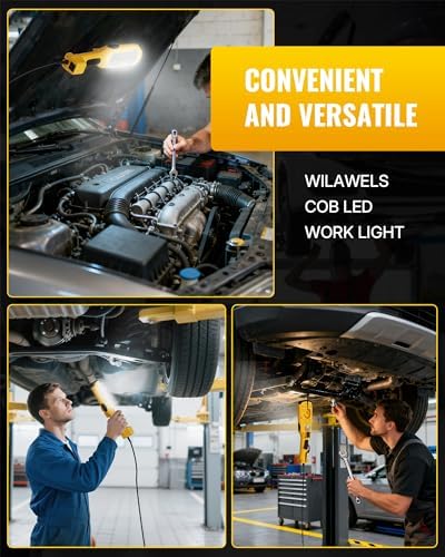 24W LED Work Light and Extension Cord Storage Reel with 4-Grounded Outlet & 2 USB Port Bundle, for Garage, Workshop, Car Repair Scene Y06WL06-U85CR06