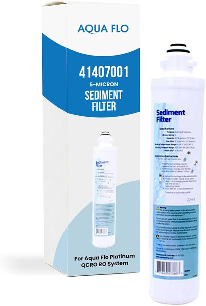 Aqua Flo 41407001 Sediment Filter – Quick Change Pre-Filter for Aqua Flo Platinum QCRO 4-Stage RO Systems – 5 Micron, High-Performance Cartridge, Easy Twist-Lock Install | For QCRO and QCUF Reverse Osmosis Under Sink Systems, Quick Change Easy Twist-Lo...