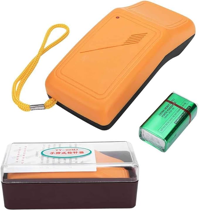 Universal Needle Detective Handheld Metal Detector | Needle Detection High Accuracy Needle Scanner Metal Detector Sound Alarm with Test Card, Orange