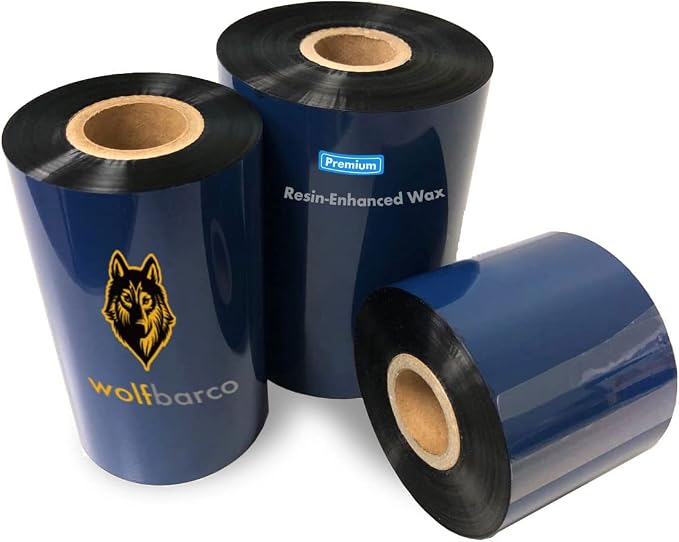 12 Rolls 5.98" x 1476' (152 mm x 450 m) Premium Resin Enhanced Wax Thermal Transfer Ribbon 1" Core, Coated Side Out for Zebra Printers