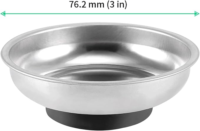 FUNSUEI 15 Packs 3 Inches Magnetic Tray, Stainless Steel Magnetic Bowl, Round Magnetic Parts Tray for Pins, Screws, Bolts, Nuts, Small Parts