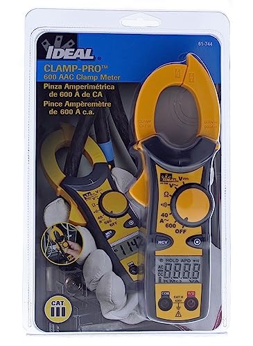 Ideal Electrical Clamp-Pro Digital Clamp Meter | 600A AC Measurement, Non-Contact Voltage Indicator (70–600V AC), Continuity Test, Auto/Manual Ranging, Data Hold, Auto Power Off, Low Battery Alert