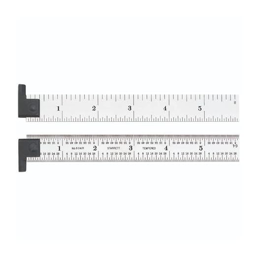Starrett Spring Tempered Steel Rule with Satin Chrome Finish, Quick Reading and Inch Graduation - 6" Length, 4R Graduation Type, 3/64" Thickness - CH604R-6