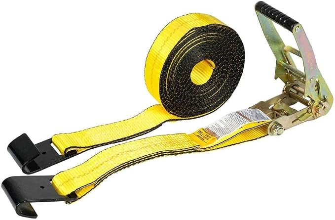 Mytee Products (10 Pack) 2 inch x 27' Heavy Duty Tie-Down Ratchet Straps w/Flat Hook - 10,000 lbs Breaking Strength - Wide Handle Flat Hook Ratchet Straps for Cargo, Flatbed Trailers, Pickup Trucks
