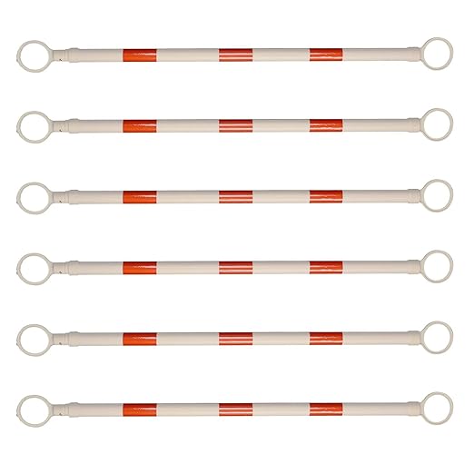6 Pcs Retractable Traffic Cone Bar from 4ft to 7.2ft, Expandable Safety Cone Bars, Lightweight Barricade for Parking Lots, Road Construction (Cone Not Included, Red and White)