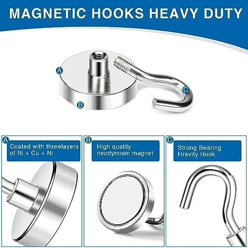 LOVIMAG Magnetic Hooks, Cruise Essentials 2026, 12 Pack-30LBS | Heavy Duty Strong Magnet Hook for Cruise Cabin, Refrigerator Fridge, Ship, Classroom, Kitchen Grills, Black