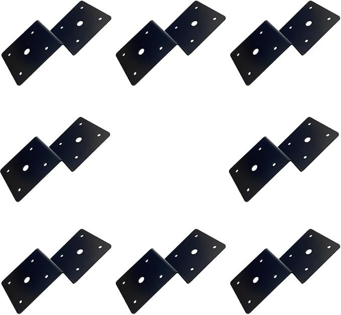 8 Pcs 2" Post to Beam Z Tie Plate Metal Bracket,Deck Joist Hanger Hurricane Ties Plate Fit 2x4 Cross Joist and 4x4 Post Trusses Wood Timber Connectors Table top Fasteners ,Thickness 2 mm,Black