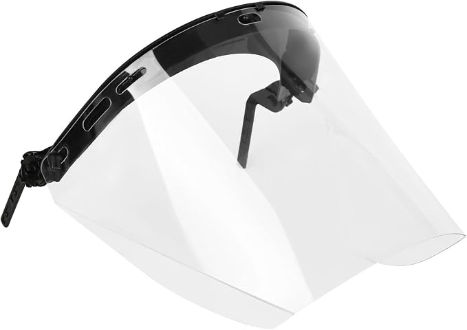 UM ULTRAMAXX Full Face Shield Eye & Head Protection, Hard Hat Replacement Polycarbonate Face Shield Attachment, Adapter for Hard Hat and Safety Helmets (Clear Pc Face Shield)
