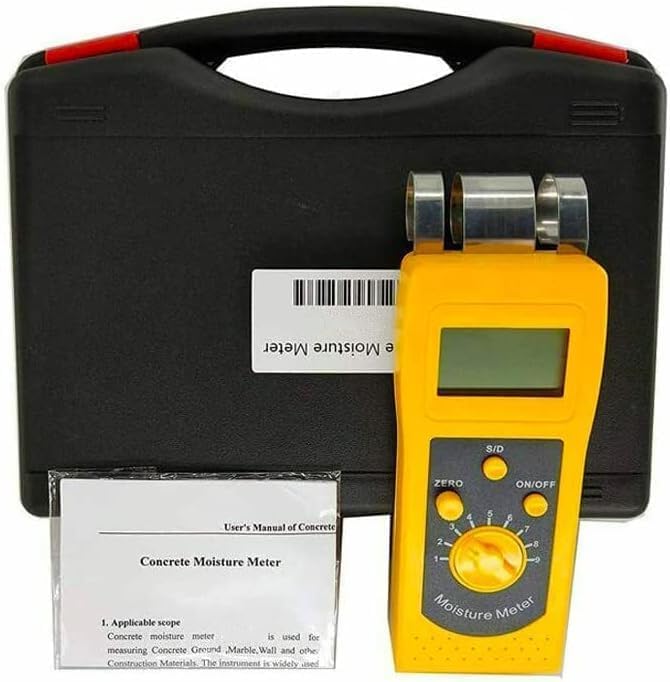 Concrete Moisture Meter Tester Walls Tiles Ground Floor Gypsum Board Marble Mud Cement Glass Brick Moisture Meter Analyzer with Measuring Range 0 to 50%