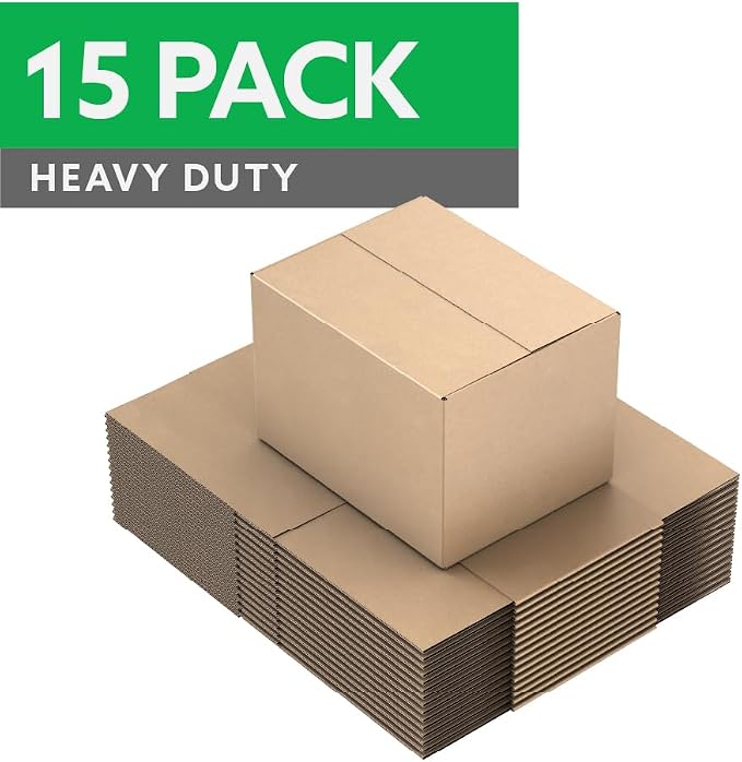 18"x14"x12" Heavy Duty Shipping Boxes, Corrugated Cardboard Moving & Packing Boxes for Shipping, Storage and Packaging, Bundle of 15