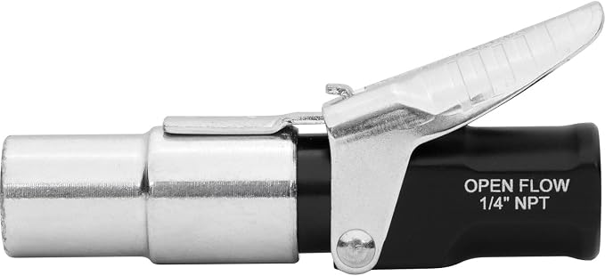 LockNFlate Locking Air Chuck - Six Steel Jaws Lock onto Any tire Valve - Won't Leak or pop Off - Rated to 150 PSI - Open Flow