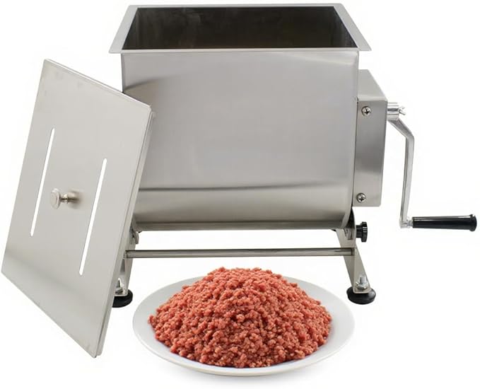 CLIVIA Manual Meat Mixer, 15 Pound Capacity Tilt Tank Meat Mixer for Sausage, Stainless Steel 15lbs/7.5L Sausage Mixer Food Processer for Meat, Vegetable, Burger, Dumplings