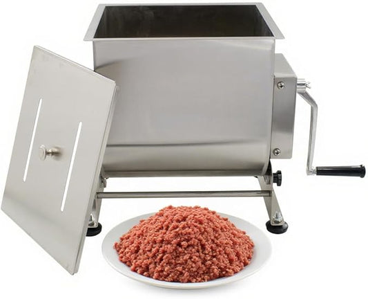 CLIVIA Manual Meat Mixer, 15 Pound Capacity Tilt Tank Meat Mixer for Sausage, Stainless Steel 15lbs/7.5L Sausage Mixer Food Processer for Meat, Vegetable, Burger, Dumplings