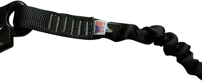 Fusion Tactical ProGlide Military and Police Helo Lanyard - 2ft Elastic Bungee, 23kN - Black, 24 inches