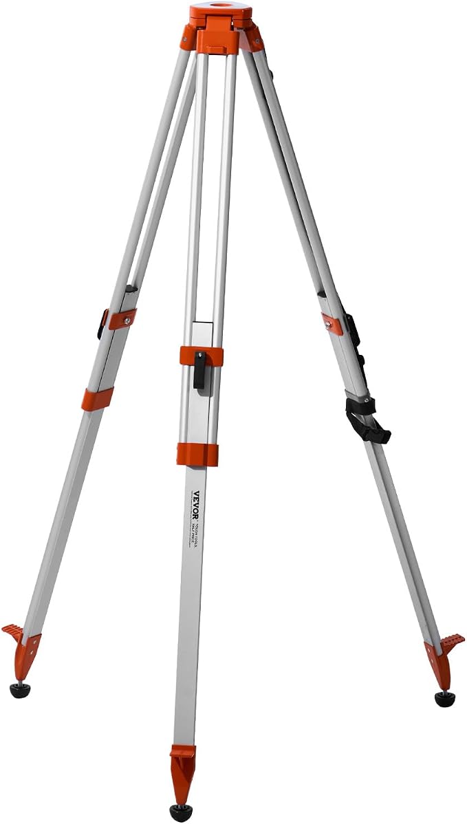 VEVOR Laser Level Tripod Stand, 5/8"-11 Thread Mount, 16.53-65.55 inch Height Adjustment Heavy Duty Survey Tripod for Construction Laser Level Scanner, Retractable Legs Non-Skid Feet Professional