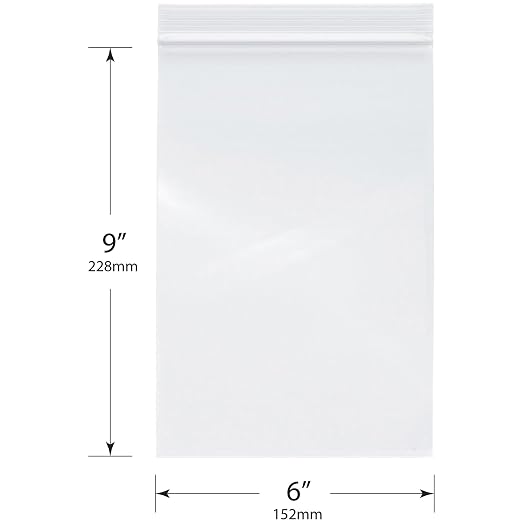 Plymor 6" x 9" (Pack of 200), 4 Mil Heavy Duty Zipper Reclosable Plastic Bags