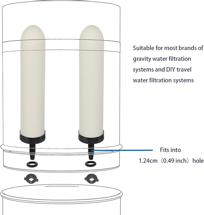 HUINING 4PCS 7-inch Replacement Ceramic Filter Candle with Activated Carbon for Countertop Gravity Water Filter System and Household Water Cooler Filtration Systems