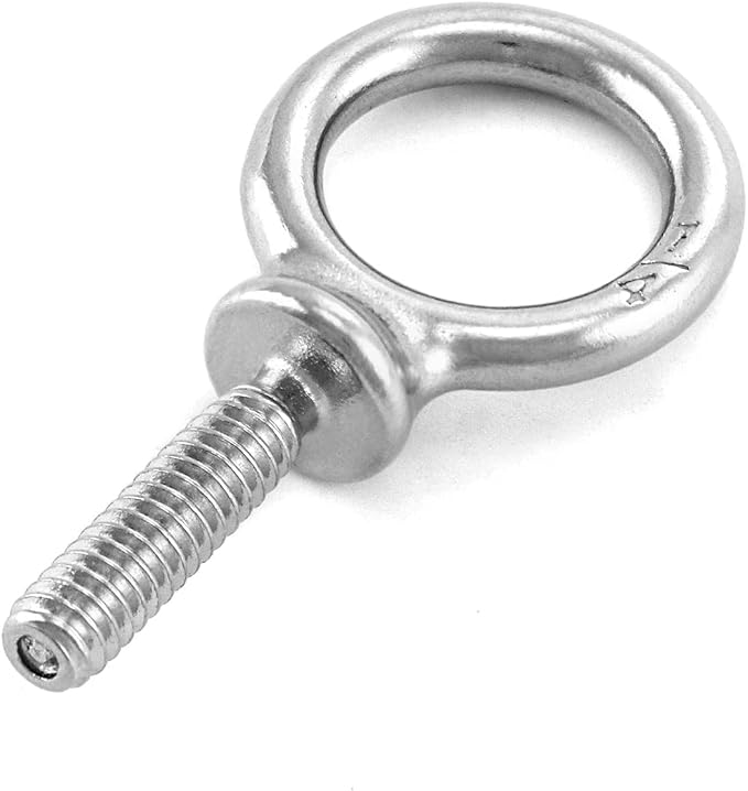 QWORK Eye Bolt, 10 Pack 1/4" - 20 x 1" Marine Grade Stainless Steel Lifting Ring Threaded Eyebolts
